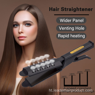 Salon Titanium vit vapè Cheve Straightener Flat Iron